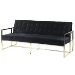 Canapé Convertible 3 Places En Velours Noir MARSTAL -Promos Chesteris Boutique canape 16652125