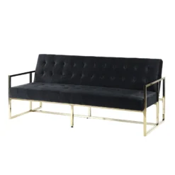 Canapé Convertible 3 Places En Velours Noir MARSTAL -Promos Chesteris Boutique canape 16652127