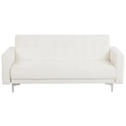 Canapé-lit 3 Places En Cuir PU Blanc ABERDEEN