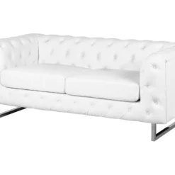 Canapé 2 Places En Cuir PU Blanc VISSLAND -Promos Chesteris Boutique canape 16655435
