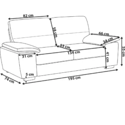 Canapé 3 Places En Cuir PU Crème VOGAR -Promos Chesteris Boutique canape 16656009