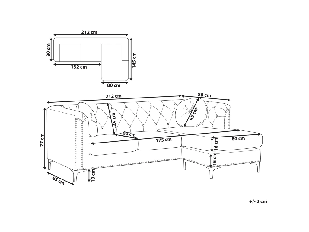 Canapé D'Angle Côté Gauche - Flen - En Velours, Noir 3 Canapé D'Angle Côté Gauche - Flen - En Velours, Noir – Image 3