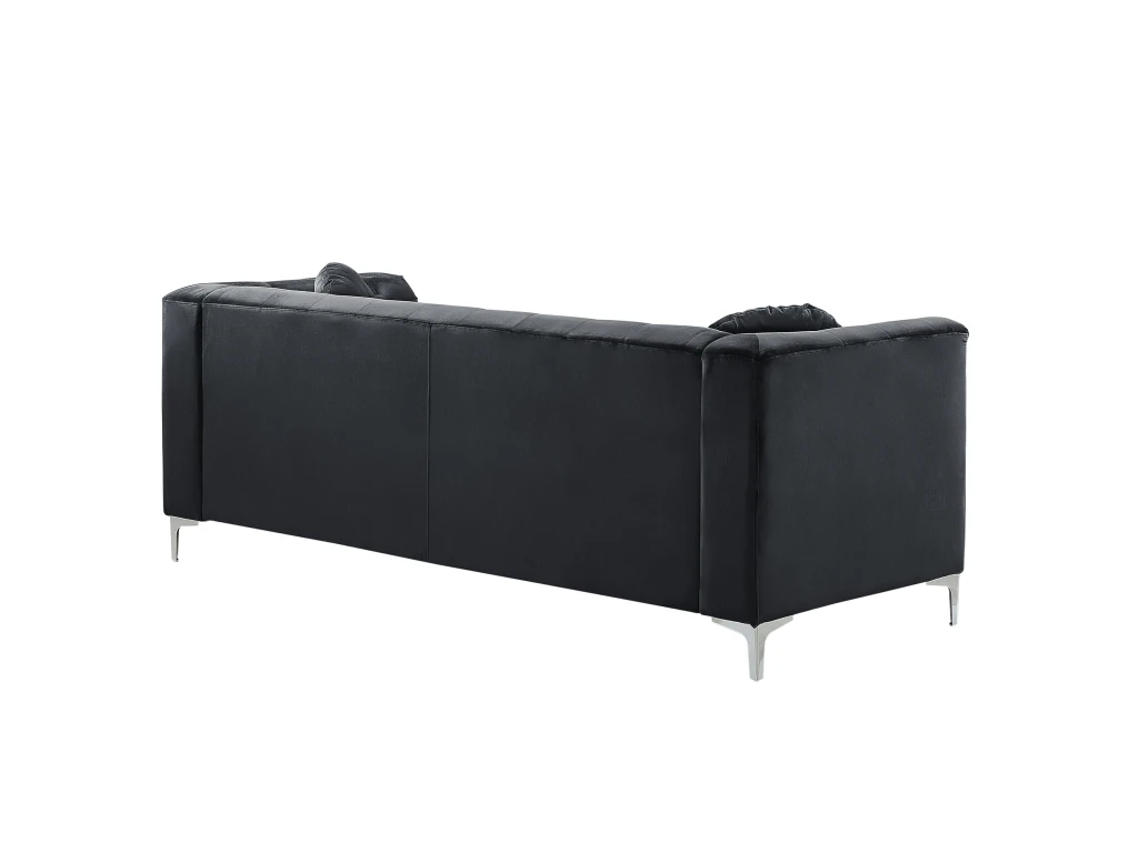 Canapé D'Angle Côté Gauche - Flen - En Velours, Noir 5 Canapé D'Angle Côté Gauche - Flen - En Velours, Noir – Image 5