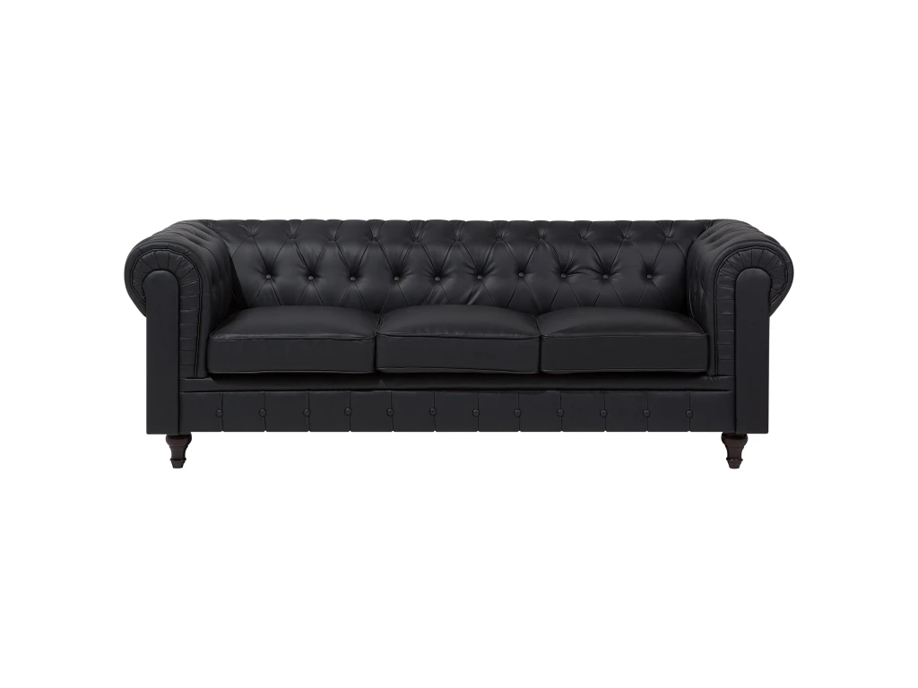 Canapé 3 Places En Cuir PU Noir CHESTERFIELD BIG 1 Canapé 3 Places En Cuir PU Noir CHESTERFIELD BIG