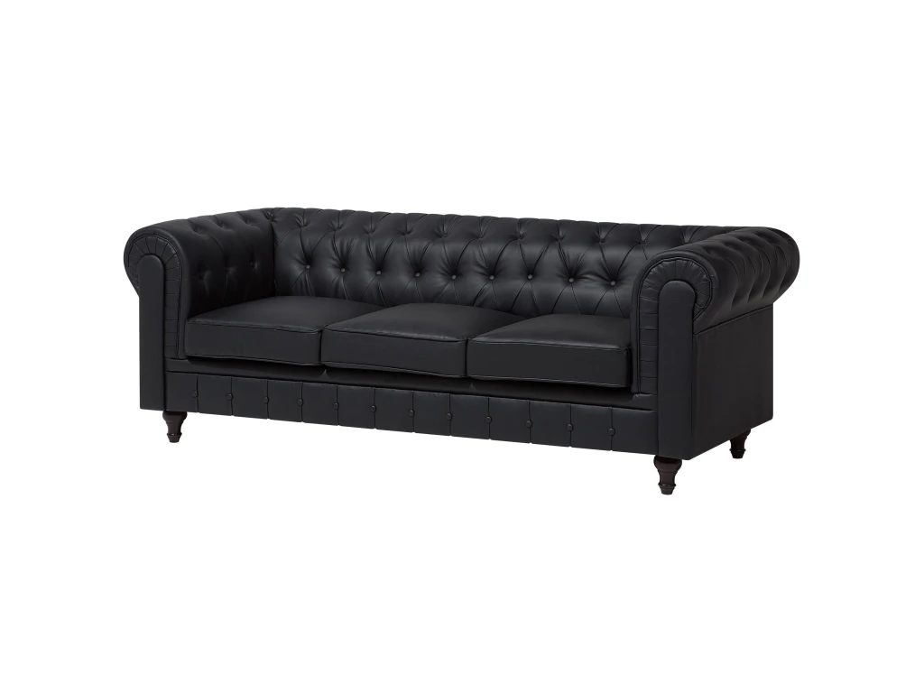 Canapé 3 Places En Cuir PU Noir CHESTERFIELD BIG 5 Canapé 3 Places En Cuir PU Noir CHESTERFIELD BIG – Image 5
