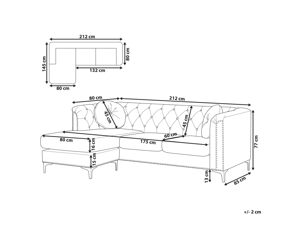 Canapé D'Angle Côté Droit - Flen - En Velours, Noir 3 Canapé D'Angle Côté Droit - Flen - En Velours, Noir – Image 3