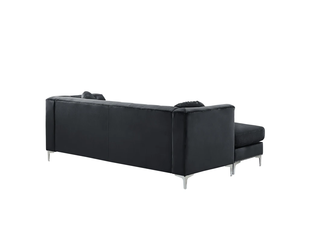 Canapé D'Angle Côté Droit - Flen - En Velours, Noir 5 Canapé D'Angle Côté Droit - Flen - En Velours, Noir – Image 5