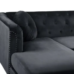 Canapé D'Angle Côté Droit - Flen - En Velours, Noir 14 Canapé D'Angle Côté Droit - Flen - En Velours, Noir -Promos Chesteris Boutique canape 16657059