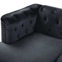 Canapé D'Angle Côté Droit - Flen - En Velours, Noir 15 Canapé D'Angle Côté Droit - Flen - En Velours, Noir -Promos Chesteris Boutique canape 16657061