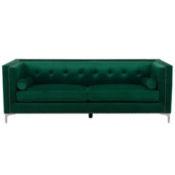 Canap 3 Places En Velours Vert AVALDSENES