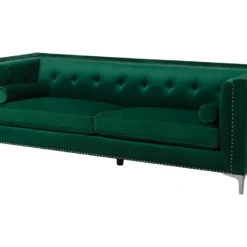 Canap 3 Places En Velours Vert AVALDSENES -Promos Chesteris Boutique canape 16657357