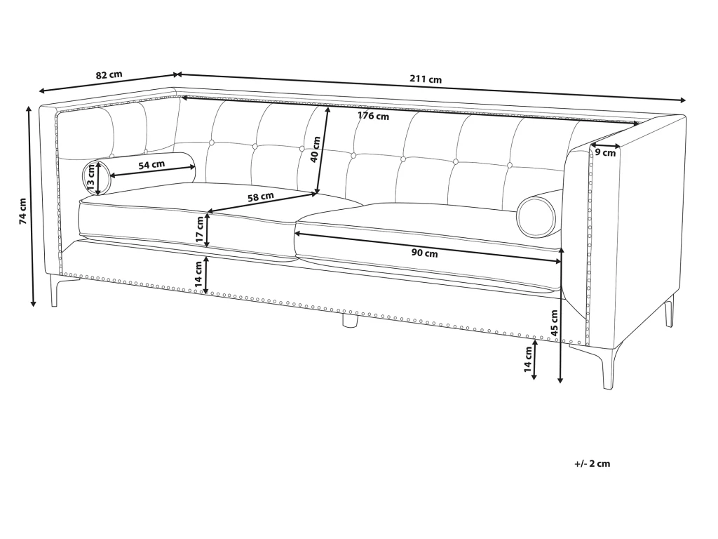 Canapé 3 Places En Velours Bleu Marine AVALDSENES 3 Canapé 3 Places En Velours Bleu Marine AVALDSENES – Image 3