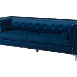 Canapé 3 Places En Velours Bleu Marine AVALDSENES 12 Canapé 3 Places En Velours Bleu Marine AVALDSENES -Promos Chesteris Boutique canape 16657833