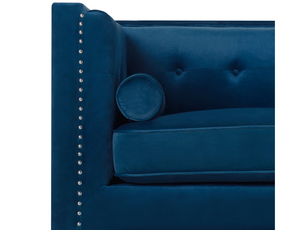 Canapé 3 Places En Velours Bleu Marine AVALDSENES 6 Canapé 3 Places En Velours Bleu Marine AVALDSENES – Image 6