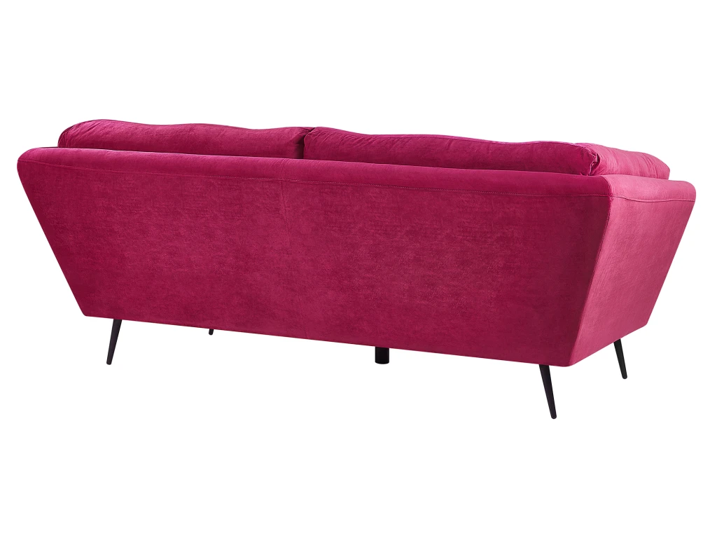 Canapé 3 Places En Velours Rouge Bordeaux LENVIK 5 Canapé 3 Places En Velours Rouge Bordeaux LENVIK – Image 5