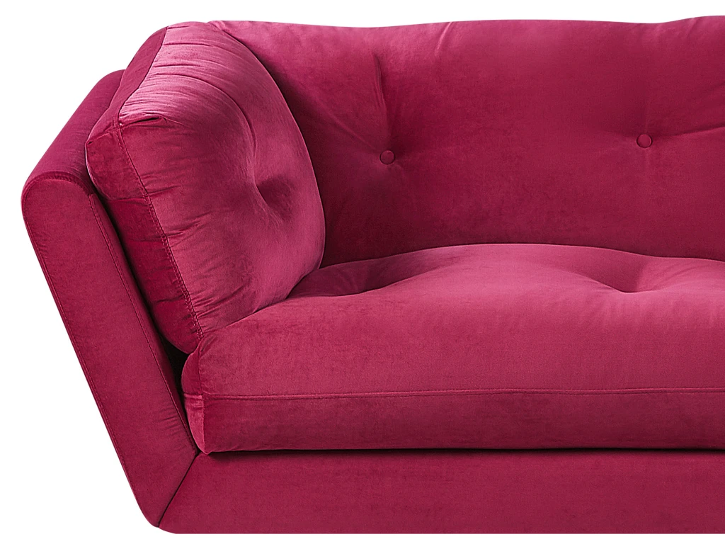 Canapé 3 Places En Velours Rouge Bordeaux LENVIK 6 Canapé 3 Places En Velours Rouge Bordeaux LENVIK – Image 6