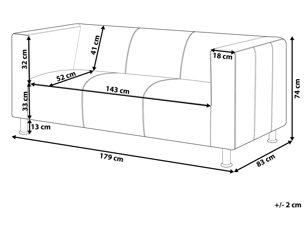 Canapé 3 Places En Cuir PU Noir FLORO 3 Canapé 3 Places En Cuir PU Noir FLORO – Image 3