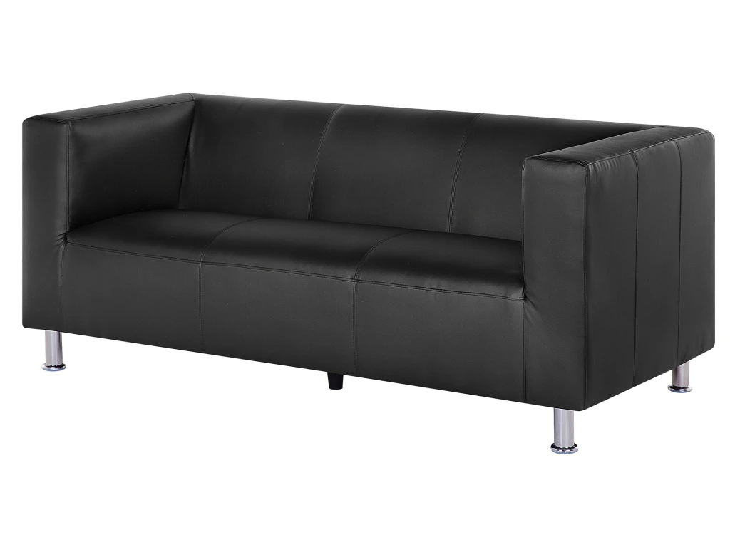 Canapé 3 Places En Cuir PU Noir FLORO 4 Canapé 3 Places En Cuir PU Noir FLORO – Image 4