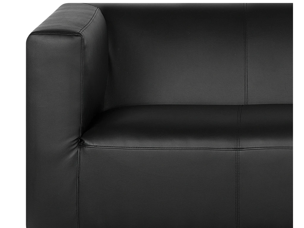 Canapé 3 Places En Cuir PU Noir FLORO 6 Canapé 3 Places En Cuir PU Noir FLORO – Image 6
