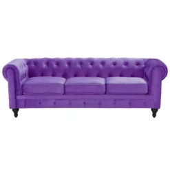 Canapé 3 Places En Velours Violet CHESTERFIELD