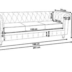 Canapé 3 Places En Velours Violet CHESTERFIELD -Promos Chesteris Boutique canape 16659029