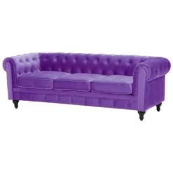 Canapé 3 Places En Velours Violet CHESTERFIELD -Promos Chesteris Boutique canape 16659031