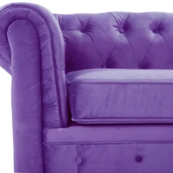 Canapé 3 Places En Velours Violet CHESTERFIELD -Promos Chesteris Boutique canape 16659035