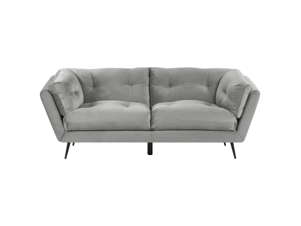 Canapé 3 Places En Velours Gris LENVIK 1 Canapé 3 Places En Velours Gris LENVIK