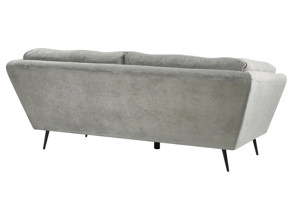 Canapé 3 Places En Velours Gris LENVIK 5 Canapé 3 Places En Velours Gris LENVIK – Image 5