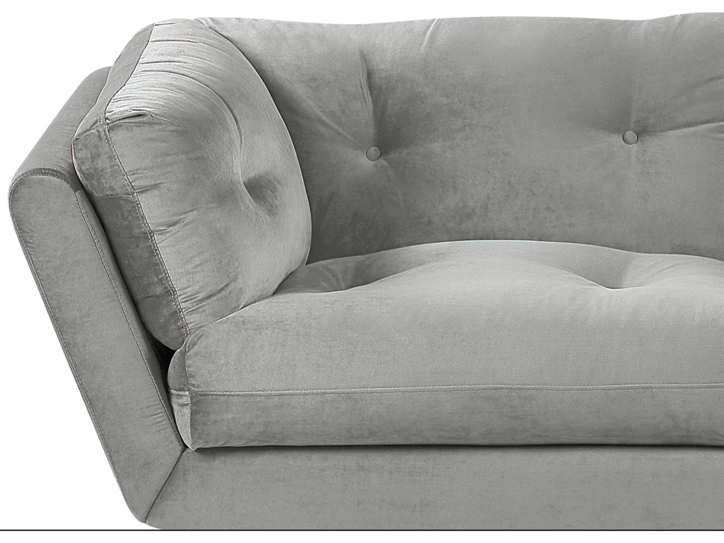 Canapé 3 Places En Velours Gris LENVIK 6 Canapé 3 Places En Velours Gris LENVIK – Image 6