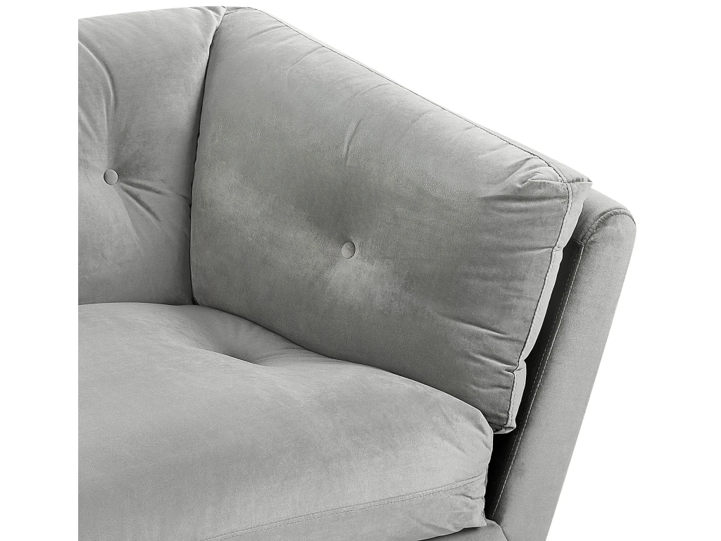 Canapé 3 Places En Velours Gris LENVIK 7 Canapé 3 Places En Velours Gris LENVIK – Image 7