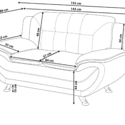 Canapé 2 Places En Cuir PU Blanc LEIRA -Promos Chesteris Boutique canape 16660167