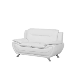 Canapé 2 Places En Cuir PU Blanc LEIRA -Promos Chesteris Boutique canape 16660169