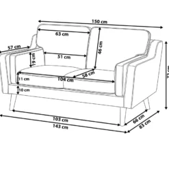 Canapé 2 Places En Cuir PU Marron LOKKA -Promos Chesteris Boutique canape 16660423