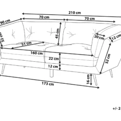Canapé 3 Places En Velours Bleu Marine LENVIK -Promos Chesteris Boutique canape 16661115