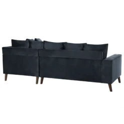 Canapé Moderne En Velours Noir D'Angle Gauche Pieds En Bois D'Eucalyptus Grena -Promos Chesteris Boutique canape 16662741