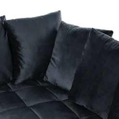 Canapé Moderne En Velours Noir D'Angle Gauche Pieds En Bois D'Eucalyptus Grena -Promos Chesteris Boutique canape 16662743