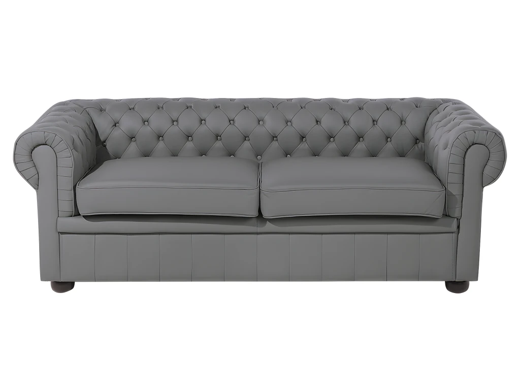 Canapé En Cuir Gris CHESTERFIELD 1 Canapé En Cuir Gris CHESTERFIELD