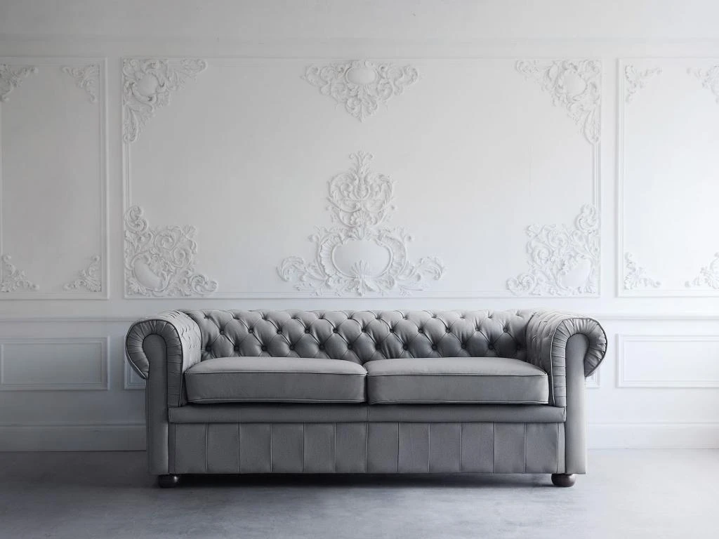 Canapé En Cuir Gris CHESTERFIELD 2 Canapé En Cuir Gris CHESTERFIELD – Image 2