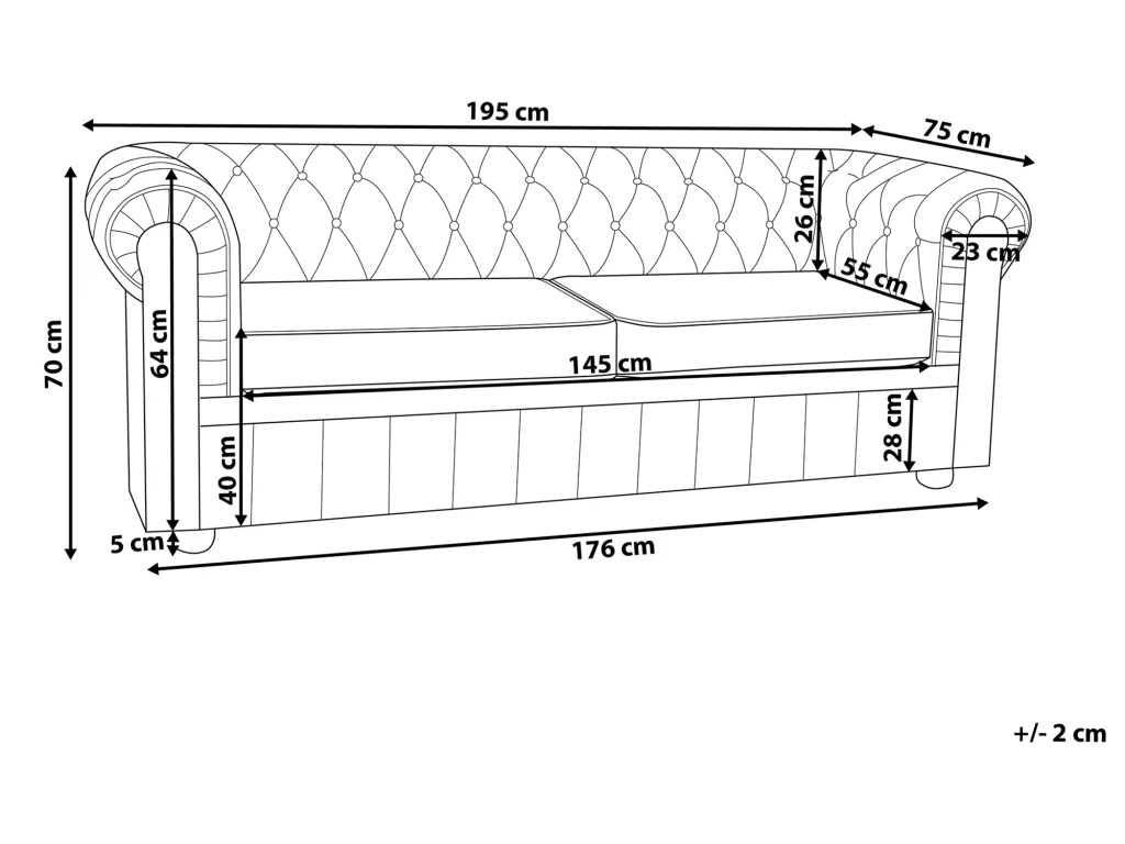 Canapé En Cuir Gris CHESTERFIELD 3 Canapé En Cuir Gris CHESTERFIELD – Image 3