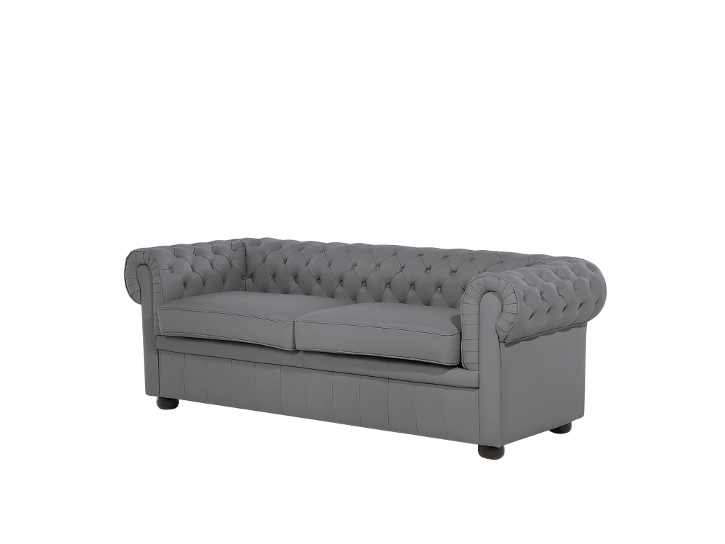 Canapé En Cuir Gris CHESTERFIELD 4 Canapé En Cuir Gris CHESTERFIELD – Image 4