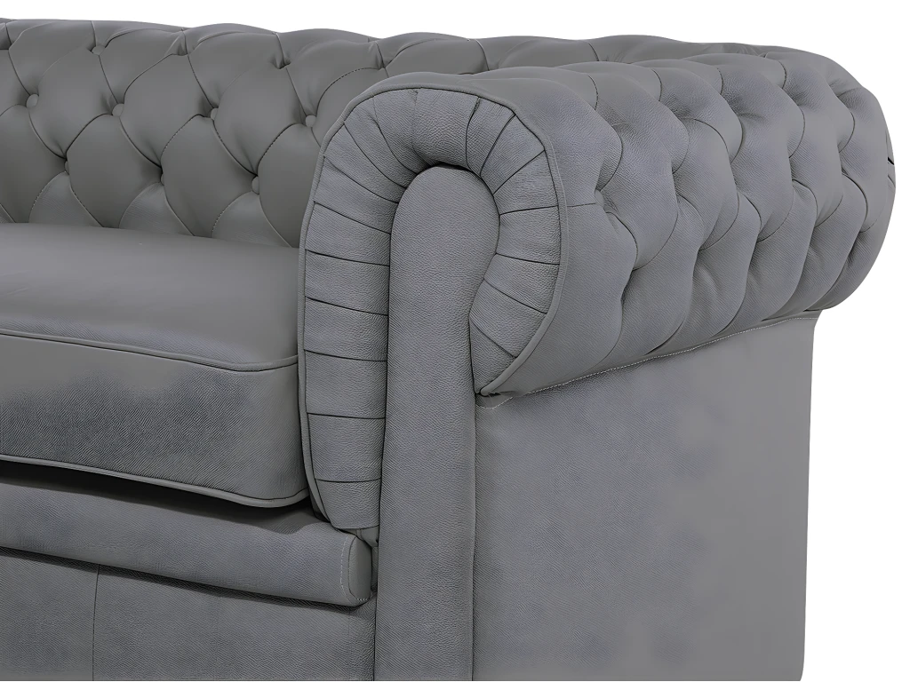 Canapé En Cuir Gris CHESTERFIELD 7 Canapé En Cuir Gris CHESTERFIELD – Image 7