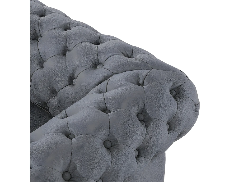 Canapé En Cuir Gris CHESTERFIELD 8 Canapé En Cuir Gris CHESTERFIELD – Image 8