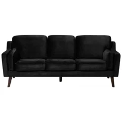 Canapé 3 Places En Velours Noir LOKKA