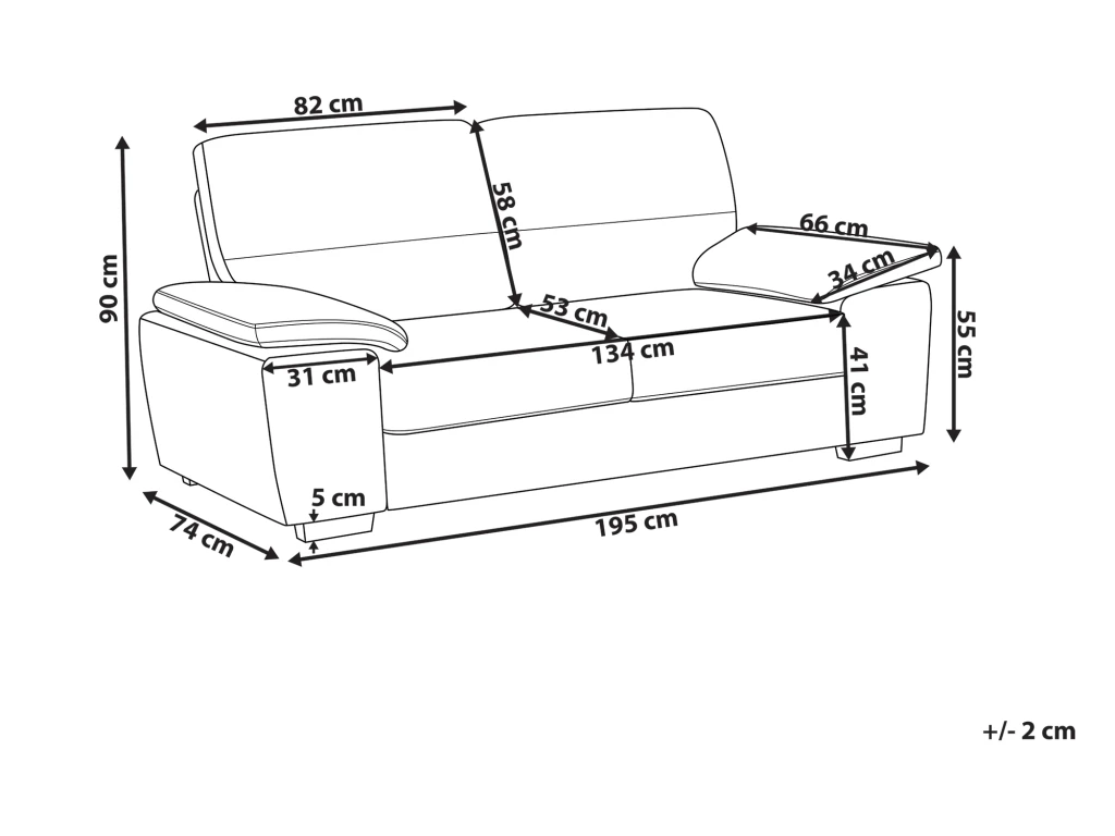 Canapé 3 Places En Cuir PU Marron VOGAR 3 Canapé 3 Places En Cuir PU Marron VOGAR – Image 3