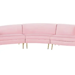 Canapé Incurvée 4 Places En Velours Rose MOSS