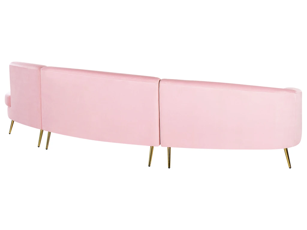 Canapé Incurvée 4 Places En Velours Rose MOSS 5 Canapé Incurvée 4 Places En Velours Rose MOSS – Image 5