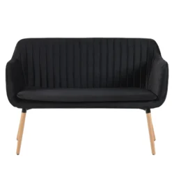 Canapé Banquette 2 Places En Velours Noir TABY