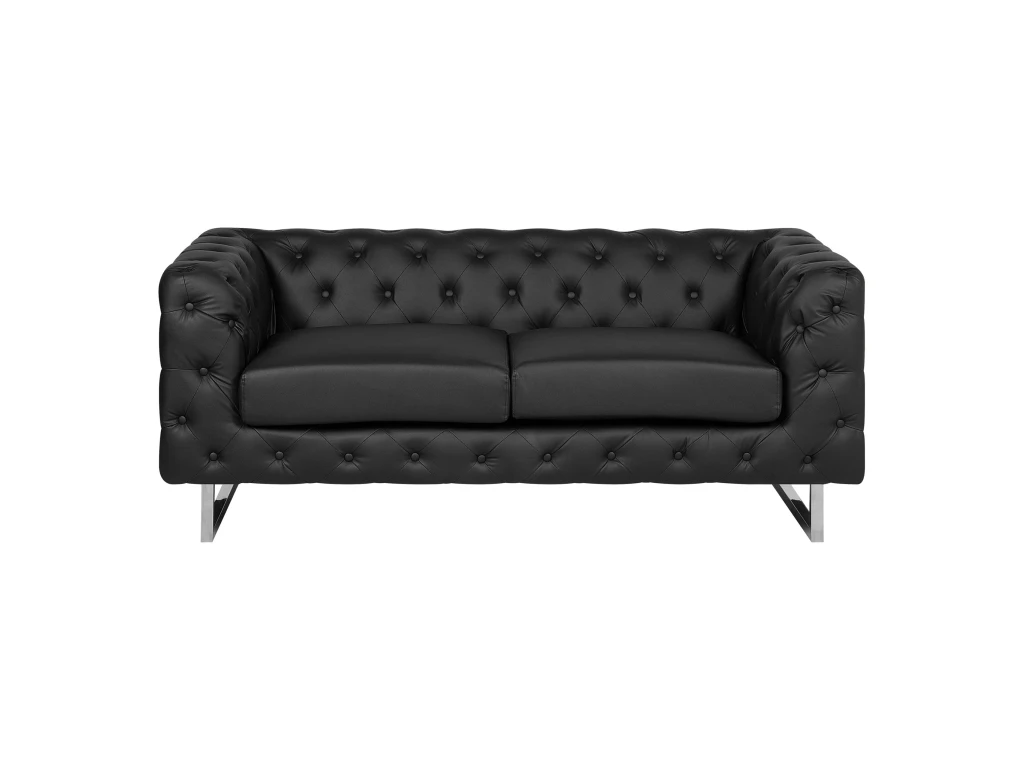 Canapé 2 Places En Cuir PU Noir VISSLAND 1 Canapé 2 Places En Cuir PU Noir VISSLAND