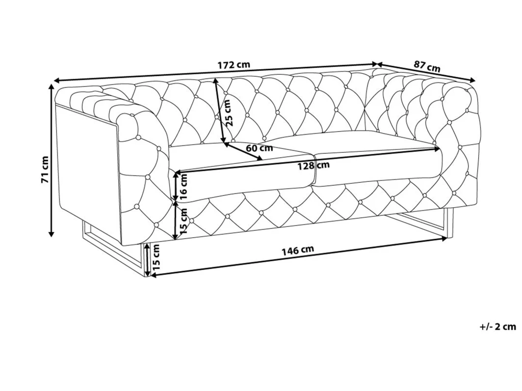 Canapé 2 Places En Cuir PU Noir VISSLAND 3 Canapé 2 Places En Cuir PU Noir VISSLAND – Image 3